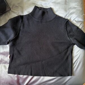 Nasty Gal Black Ribbed Turtleneck Sweater